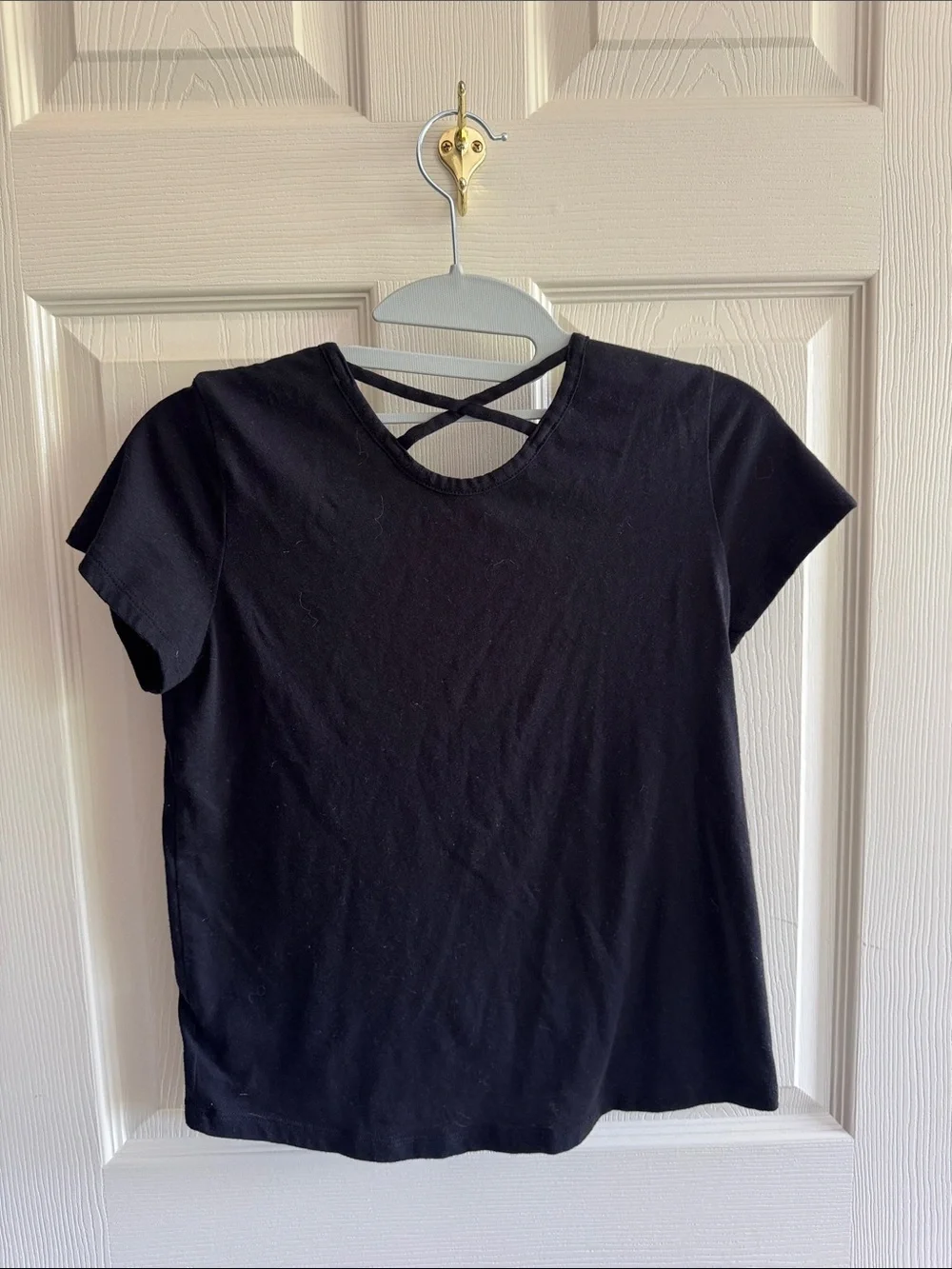 Old Navy Girls' White and black Short-Sleeve Tee with Back Strap Detail (bundle)